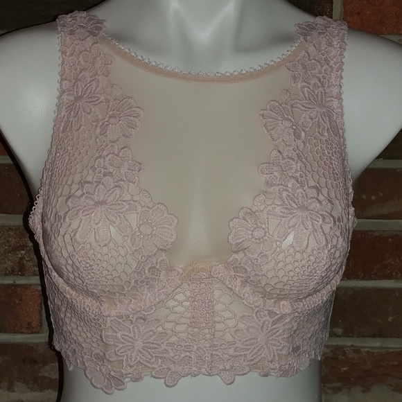 Victoria S Secret Intimates Sleepwear Nwt Vs Dream Angels High Neck Crochet Nude 34b